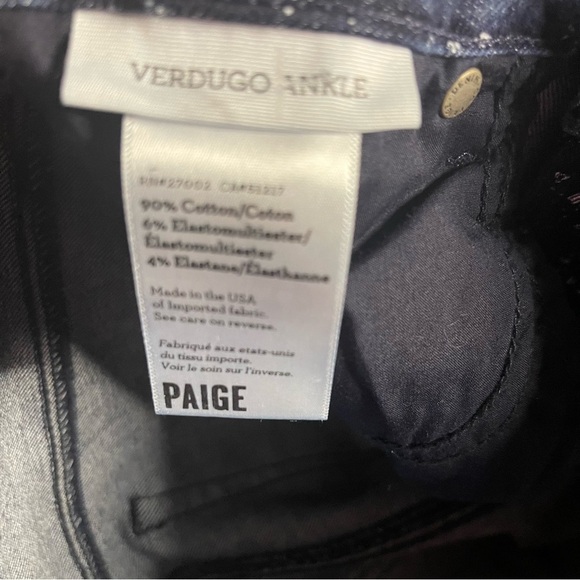 PAIGE by Anthropologie Dark Blue Patterned Women's Verdugo Ankle Jeans 27 - Picture 5 of 6